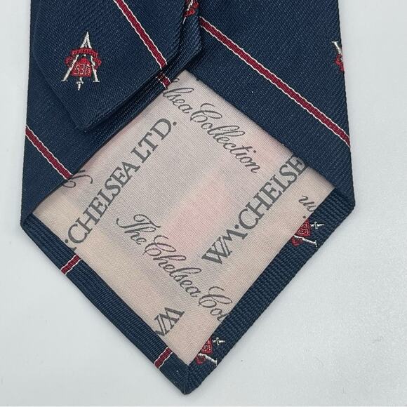 WM Chelsea Navy Red Gray Coat Of Arms Pure Silk Career Office Necktie NWOT - Picture 3 of 6